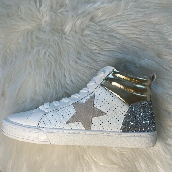 Vintage Havana Val High White/Gold/Silver Glitter High Top Shoes size 7 - Picture 10 of 10